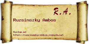 Ruzsinszky Ambos névjegykártya